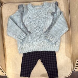 Zara Blue Cable Knit Sweater and pants